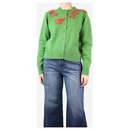 Autre Marque-Molly Goddard Green floral applique wool cardigan - size M-Green