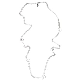 Christian Dior-Silberne, juwelenbesetzte CD-Kettengliedkette-Silber
