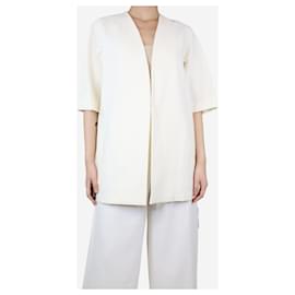 Max Mara-Cream short-sleeved textured jacket - size UK 6-Cream
