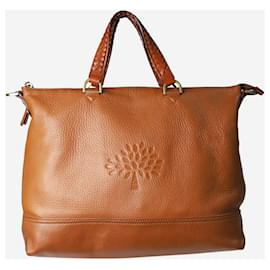 Mulberry-Brown tote bag with braided handle-Brown