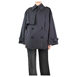Dries Van Noten-Dark blue double-breasted trench cape jacket - size S-Blue