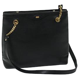 Bally-BALLY Chain Shoulder Bag Leather Black Auth bs12424-Black