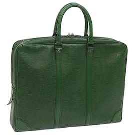 Louis Vuitton-LOUIS VUITTON Epi Porte Documentos Voyage Business Bag Verde M54474 Autenticação de LV 67296-Verde