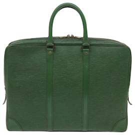 Louis Vuitton-LOUIS VUITTON Epi Porte Documentos Voyage Business Bag Verde M54474 Autenticação de LV 67296-Verde