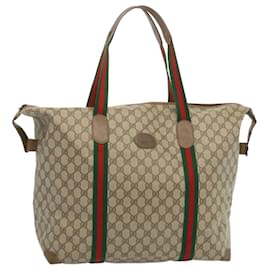 Gucci-GUCCI GG Supreme Web Sherry Line Boston Tasche PVC Beige 89 19 012 Auth ep3419-Beige