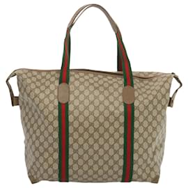 Gucci-GUCCI GG Supreme Web Sherry Line Boston Bag PVC Beige 89 19 012 Auth ep3419-Beige