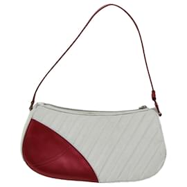 Christian Dior-Christian Dior Montaigne Trailer Shoulder Bag Leather White Red Auth 67018-White,Red