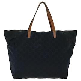 Gucci-GUCCI GG Canvas Tote Bag Navy 282439 Auth yk10793-Navy blue