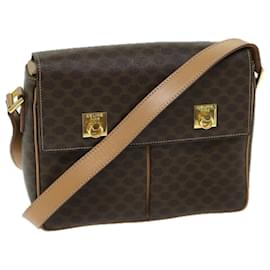 Céline-CELINE Macadam Canvas Shoulder Bag PVC Leather Brown Auth 67580-Brown