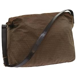 Fendi-FENDI Zucchino Canvas Shoulder Bag Brown Auth 67343-Brown