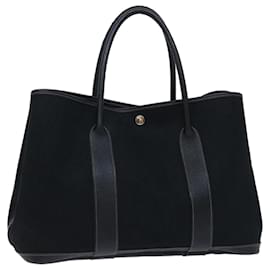 Hermès-HERMES Garden Party PM Hand Bag Canvas Black Auth 67429-Black