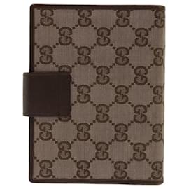 Gucci-GUCCI GG Canvas Day Planner Cover Beige Auth 67555-Beige