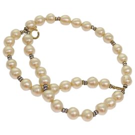 CHANEL Pulsera de perlas metal Blanco CC Auth bs12272 Blanco