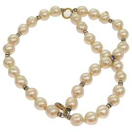 Chanel-CHANEL Bracciale Perle Metallo Bianco CC Auth bs12272-Bianco