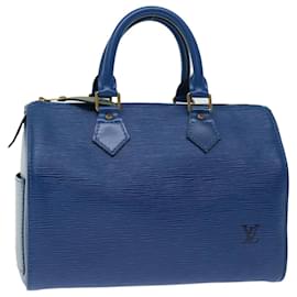 Louis Vuitton-Louis Vuitton Epi Speedy 25 Bolsa de Mão Azul Toledo M43015 Autenticação de LV 67031-Outro