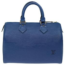Louis Vuitton-Louis Vuitton Epi Speedy 25 Bolsa de Mão Azul Toledo M43015 Autenticação de LV 67031-Outro