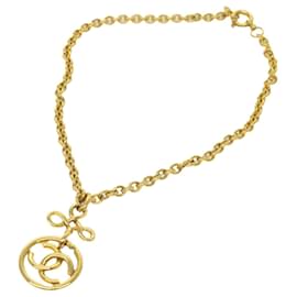 Chanel-CHANEL COCO Mark Chain Necklace Gold CC Auth ar11466b-Golden