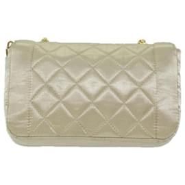 Chanel-CHANEL Matelasse Chain Shoulder Bag Satin Gold CC Auth 67057A-Golden