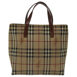 Burberry-BURBERRY Nova Check Tote Bag PVC Beige Auth ep3494-Beige