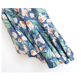 Autre Marque-Vestido de alça com estampa floral e babado na barra da marca PatBO.-Azul