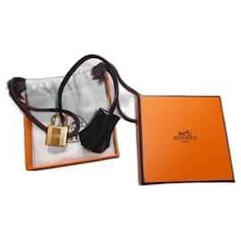 Hermès-Bell, pull tab, and new Hermès lock for Hermès bag. Box and dustbag.-Black