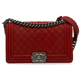 Chanel-Borsa con patta media Caviar Boy rossa Chanel-Rosso