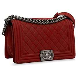 Chanel-Bolso con solapa Boy mediano Caviar rojo Chanel-Roja