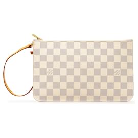 Louis Vuitton-White Louis Vuitton Damier Azur Neverfull MM Pouch-White