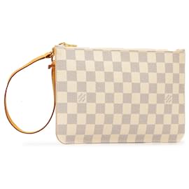 Louis Vuitton-White Louis Vuitton Damier Azur Neverfull MM Pouch-White