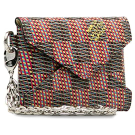 Louis Vuitton-Red Louis Vuitton Damier Pop Kirigami Necklace Pouch on Chain-Red