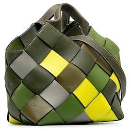 Loewe-Green Loewe Small Surplus Woven Basket Bag Satchel-Green