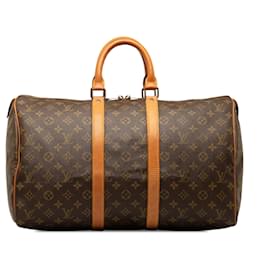 Louis Vuitton-Keepall marrón con monograma de Louis Vuitton 45 Bolsa de viaje-Castaño