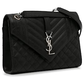 Saint Laurent-Black Saint Laurent Medium Triquilt Shoulder Bag-Black