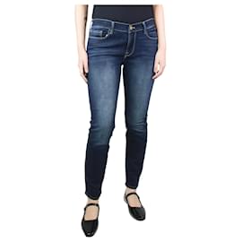 Frame Denim-Indigo mid-rise straight-leg jeans - size UK 10-Blue