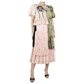 Simone Rocha-Conjunto top bordado rosa e saia midi plissada - tamanho Reino Unido 12-Rosa