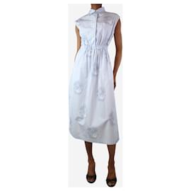 Prada-Blue sleeveless striped midi dress - size UK 6-Blue