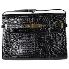 Saint Laurent-Black Manhattan embossed shoulder bag-Black