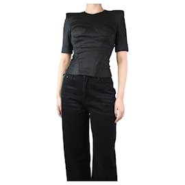 Balmain-Haut corset noir à épaules rembourrées - taille S-Noir