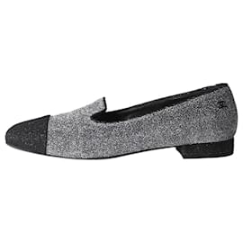Chanel-Silver lurex flat shoes - size EU 39.5-Silvery