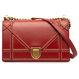 Dior-Dior Red Medium Studded Diorama Crossbody Bag-Red