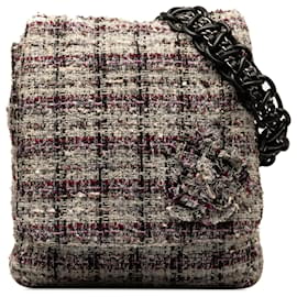 Chanel-Borsa a tracolla Camelia in tweed grigio Chanel-Grigio