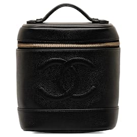 Chanel-Chanel Black CC Caviar Vanity Case-Black