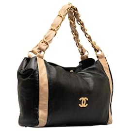 Chanel-Chanel Black Olsen Shoulder Bag-Black