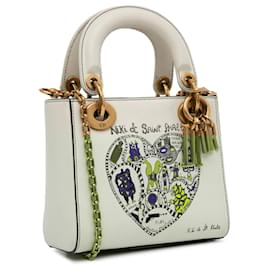 Dior-Dior White Niki de Saint Phalle Mini Calfskin Lady Dior-White