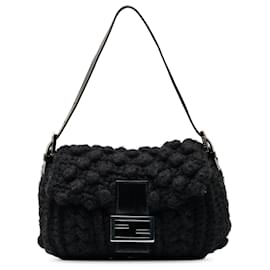 Fendi-Fendi Black Wool Knit Shoulder Bag-Black