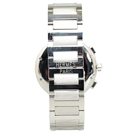 Hermès-Hermes Nomade-Uhr aus silbernem Quarz-Edelstahl-Silber