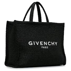 Givenchy-Givenchy Black Logo Raffia Tote-Black
