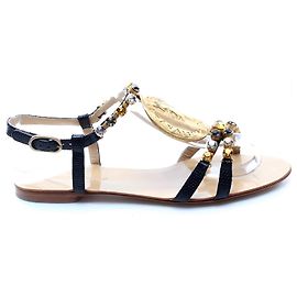 Dolce & Gabbana Black Leather Sandals Black