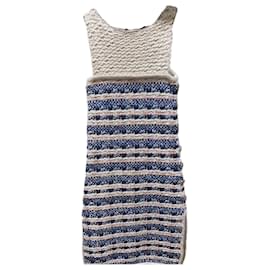 Chanel-Abito in tweed da sfilata con bottoni gioiello CC.-Blu