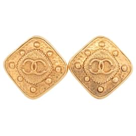 Chanel-VINTAGE CHANEL-LOGO CC-DIAMANT-OHRCLIPS 1994 Metallohrringe-Golden
